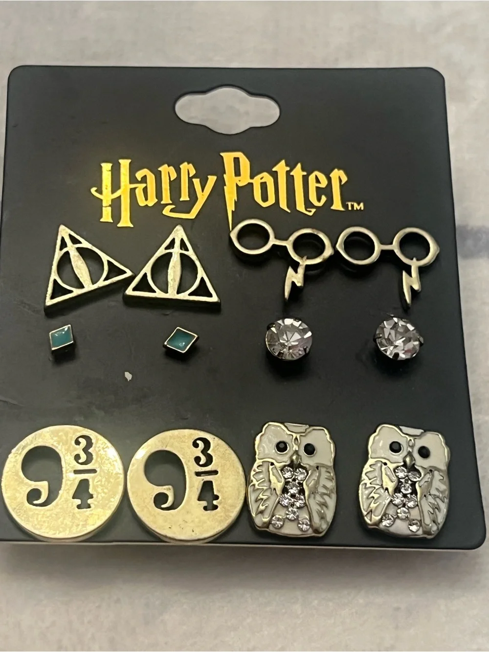 Warner Bros. Harry Potter Kids Earring Set - Gold, Silver, Black & Teal Accents